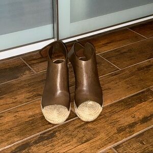 Celine Brown leather wedge espadrilles size 11/41 perfect condition